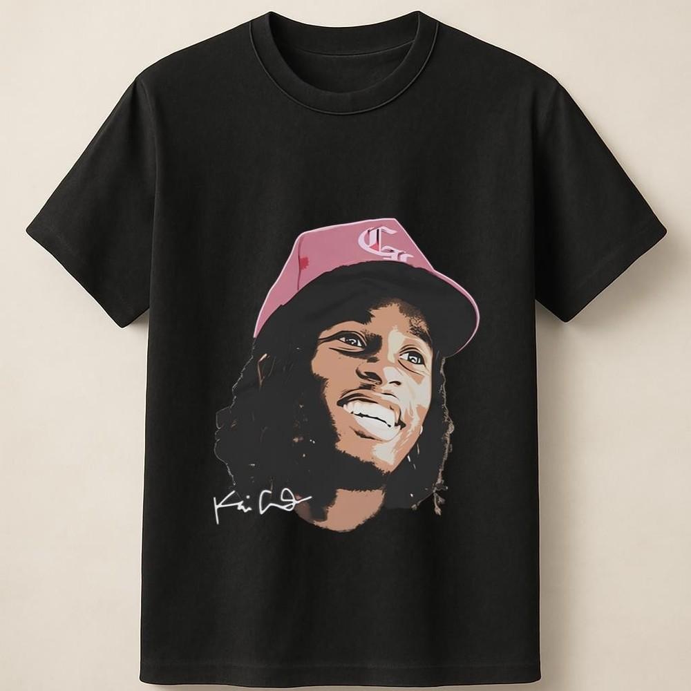 Kai Cenat With Cartoon Portrait And Signature Print Unisex T Shirt Unisex T-Shirt M