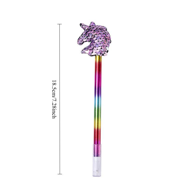 15Pcs Sequined Animals Theme Neutral Pens, Random Mixed, Black Ink Pens, Cartoon Unicorn Series Office Stationery Gift, Smooth Writing, Suitable f