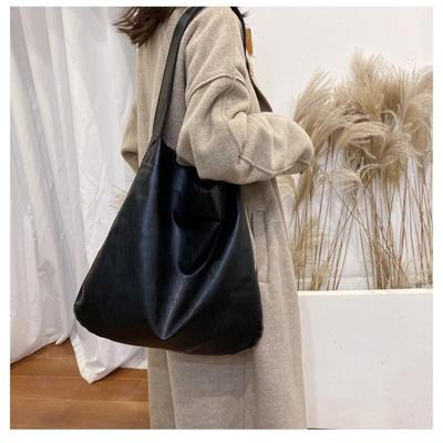 Nouveaux Sacs à Bandoulière de Mode pour Femmes Sac Seau Noir Peau Douce Grande Capacité Sac à Main Coréen Décontracté Polyvalent Sacs à Bandoulière