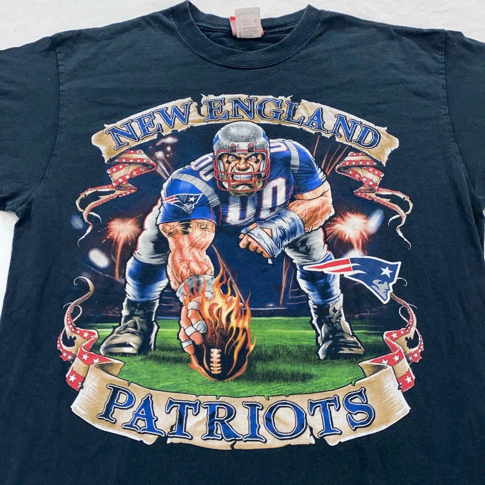 vintage 90s NEW ENGLAND PATRIOTS T-Shirt MEDIUM/LARGE football NFL soft cartoon XL