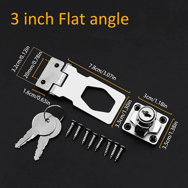 Heavy Duty Locking Hasp Staple with Keys for Cabinet Shed Garage Mailbox Security Furniture Lock Durable Padlock Hardware