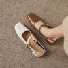 Sheepskin Square Toe Empty Mary Jane Shoes with Metal Buckle, Straight Strap, Thick Heel, Middle Heel, Commuting Women's Shoes