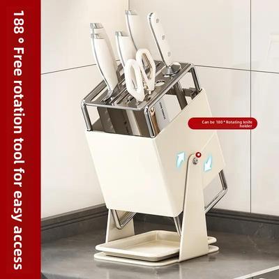 Knife Rack Kitchen Household Countertop Knife Holder Integrated Knife Block Storage Rack Detachable Draining No Installation Nee