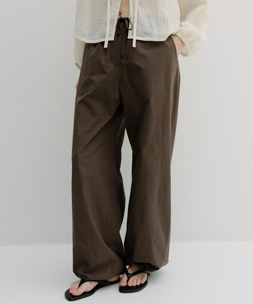 Beullaengkeu03 Cotton Banding Harem Pants (Brown)