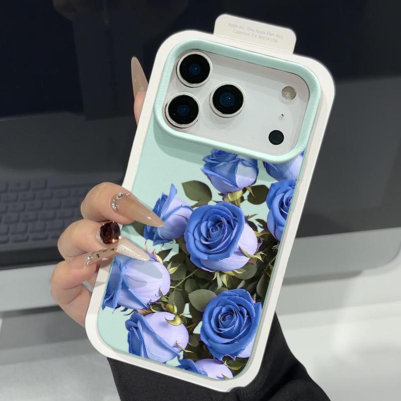 Ledertextur TPU Handyhülle Für iPhone 17 17e 16e 16 15 Pro Max 14 13 Pro Max 11 Magnolienblüte Weiche Silikon-Rückseite