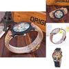 Classic Leather Watch With Wooden Grain Dial For Casual Women Men