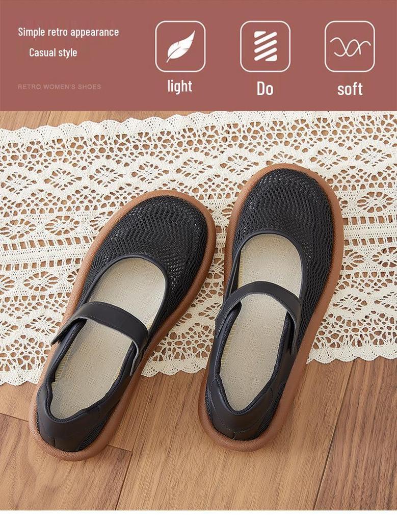 Breathable Summer Footwear for Elderly Women – Comfortable, Soft Sole Casual Shoes