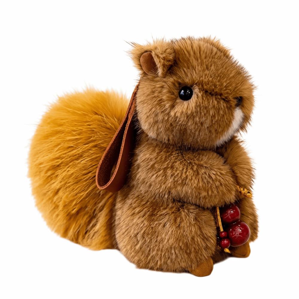 Plush Squirrel Plush Rabbit Keychain Fluffy Plush Bunny Bag Pendant Car Key Ring