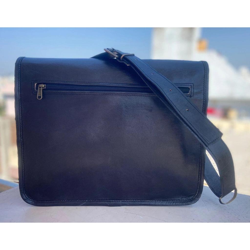 Men's Genuine Vintage Leather" Messenger Laptop Briefcase Satchel Black Bag