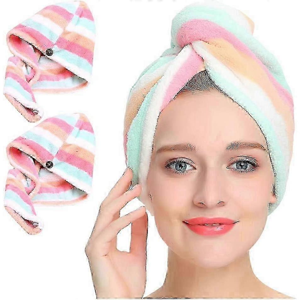 2025 2-Pack Microfiber Hair Wrap Towels for Women and Kids - Highly Absorbent Soft Hair Drying Towels Suitable for Long Thick Fine and Curly Hair