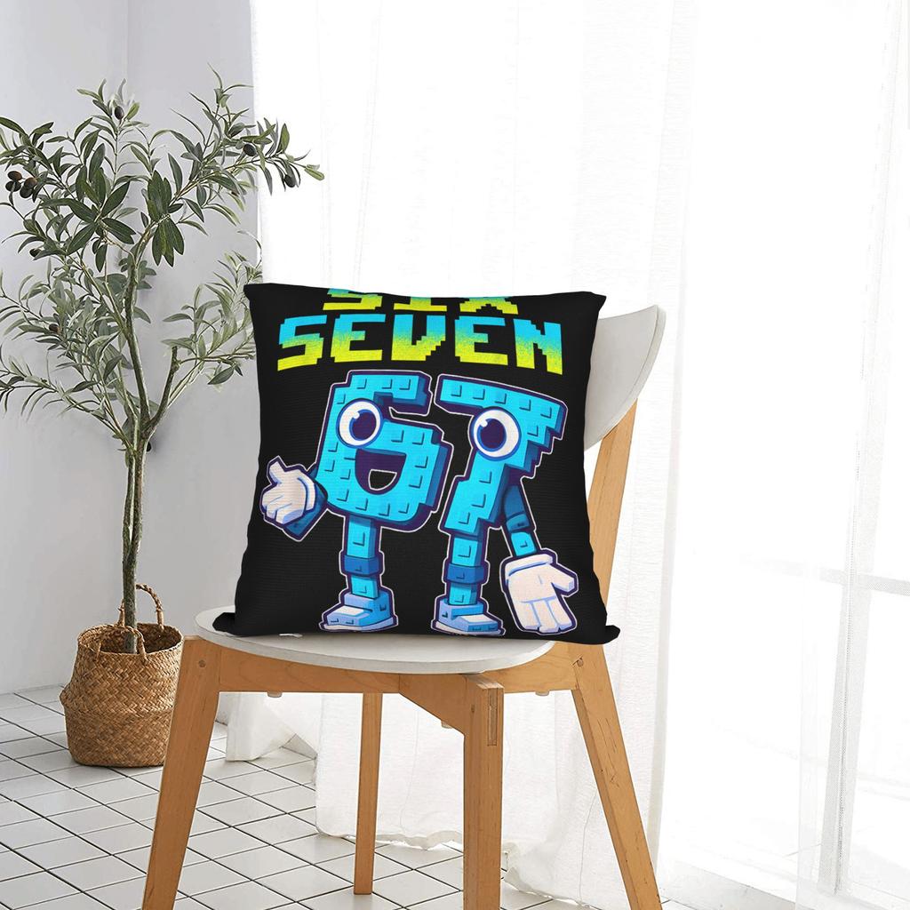 67 Six Seven Italian Brainrot Pillow Cover  Retro Trendy Pillow Case For Living Room Chair Soft Cushion Cover Birthday Present