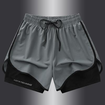 Herren Sommer Anti-Exposition Doppellagige Sportliche Freizeitshorts Laufen Fitness Dreiviertelhose