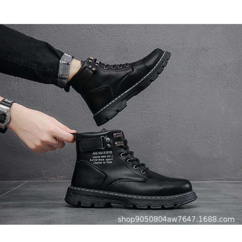 Men's Boots 2024 Autumn/Winter New Korean Edition Work Boots Casual Fashion Thick Bottom High Top Fashion Boots