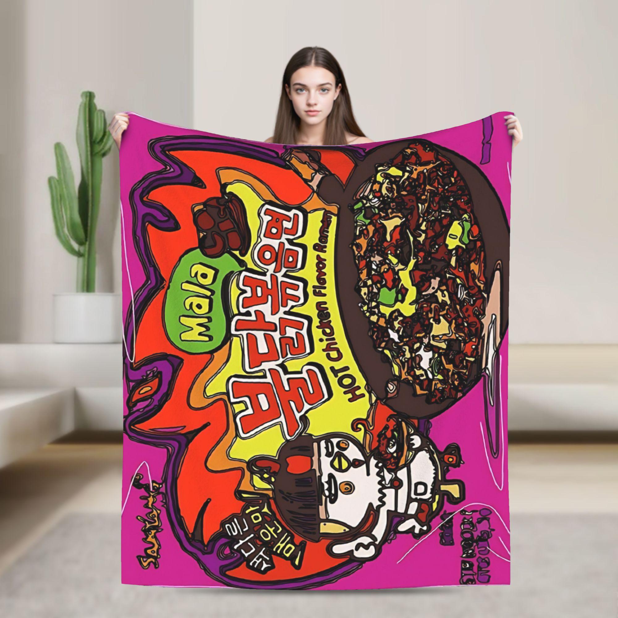 2x Spicy Noodles!!  Buldak Ramen Blanket Buldak Ramen Warm Soft Novelty Plush Bedding Throws For Bedroom Bedspread Bed Cover 75cmx90cm