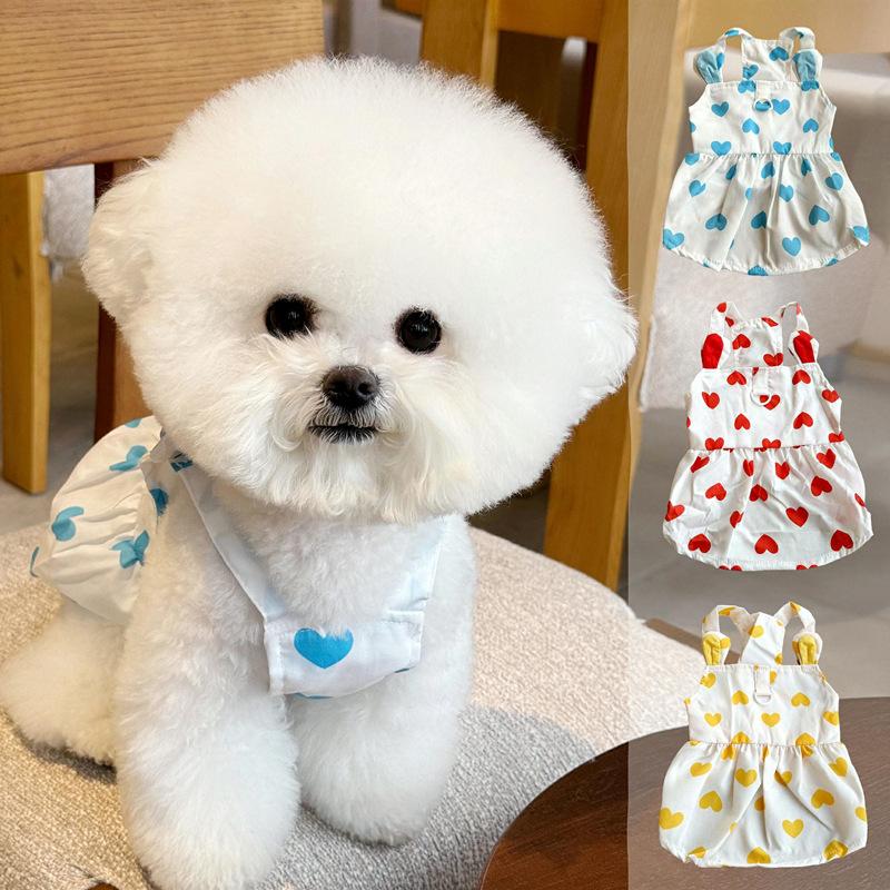 Pet dog clothes summer thin Teddy Bichon Pomeranian Yorkshire terrier small dog traction cat princess dress