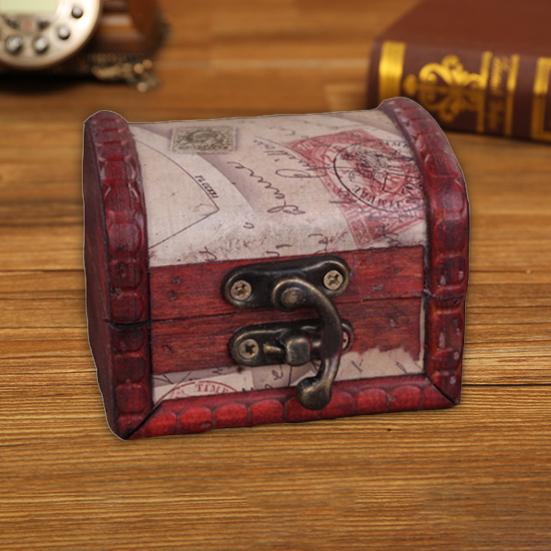 Wooden Box Retro Large Capacity Storage Desktop Decoration Stamp Small Box Office