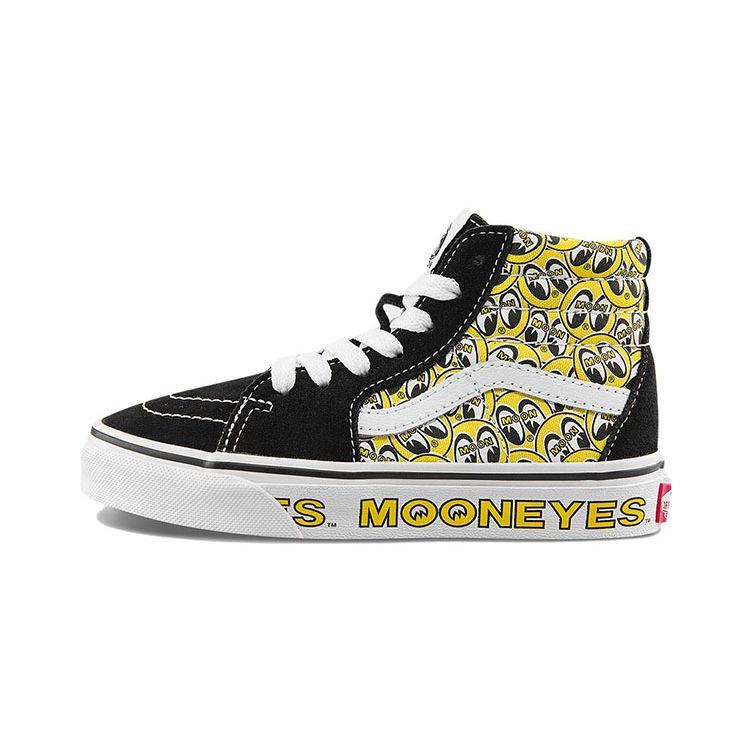 Vans Mooneyes X  Sk8 Casual High-Top Skate Shoes Kids Sneakers Black White Yellow VN0A5DXNY23