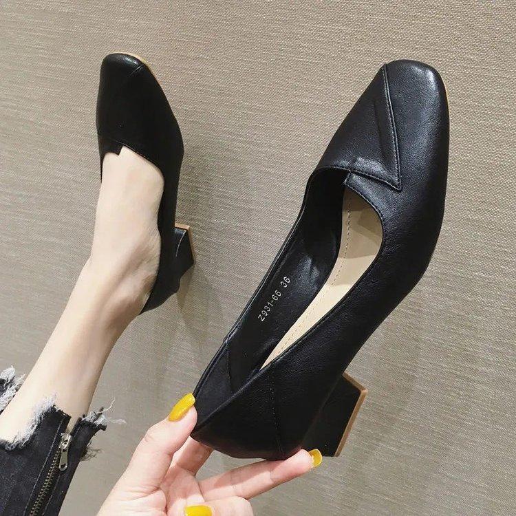 Thick Heels, Not Tired Feet, Single Shoes, Women's Work Shoes, One Shoe, Two Wear Mother Women's Shoes, Soft Soles, Soft Leather, Not Grinding