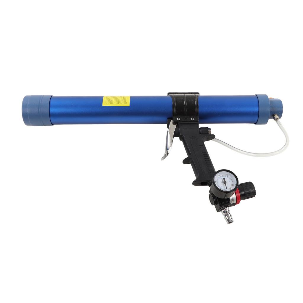 14in Pneumatic Glass Glue Gun with Pressure Gauge Adjustable Speed Sealant Soft Glue Tool 600ml