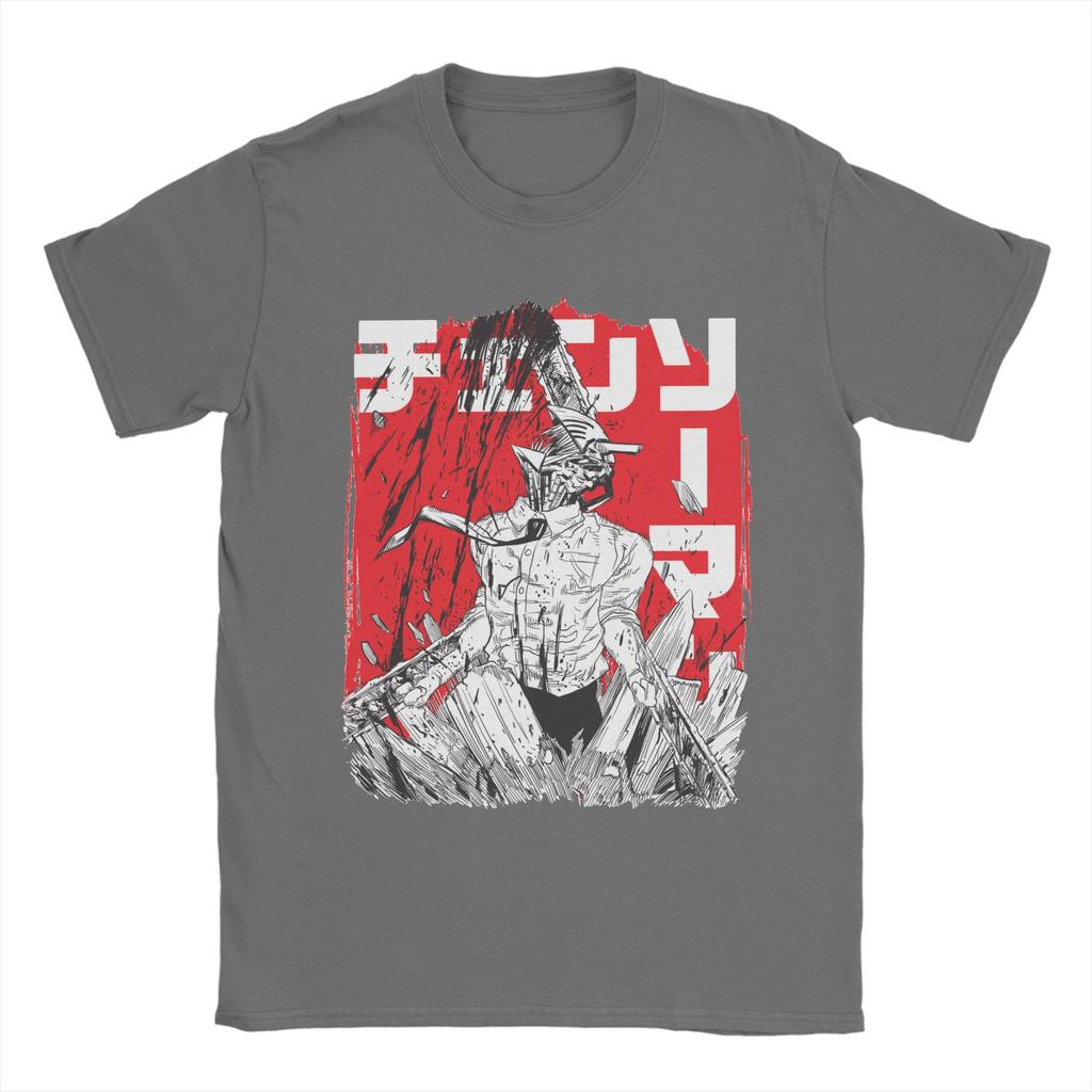 Chainsaw Warrior Chainsaw Man Men's T Shirt Anime Manga Hipster Tee Shirt Short Sleeve O Neck T-Shirts Cotton Classic Clothes