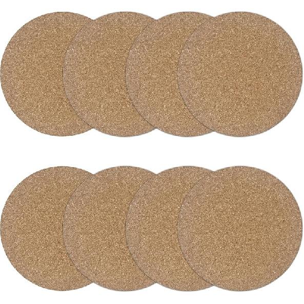 8PCS 3.5”/90mm Cork Coasters, Round Absorbent Drink Coasters for Coffee Table Protection, 0.15" Thick Natural Cork Mat for Hot Cups Home Office Bar