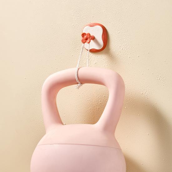 3Pcs Flower Adhesive Hooks Waterproof Bathroom Towel Hook Cute Wall Hook for Kitchen Utensils Bedroom Clothes Entryway Keys Storage