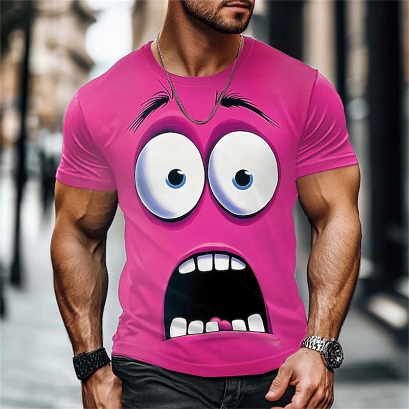 Herren Cartoon Lustiges Gesicht Grafik T-Shirt Sommer Neuheit Kurzarm T-Shirt Lässige Mode Übergroße Unisex Oberteile Party Cosplay