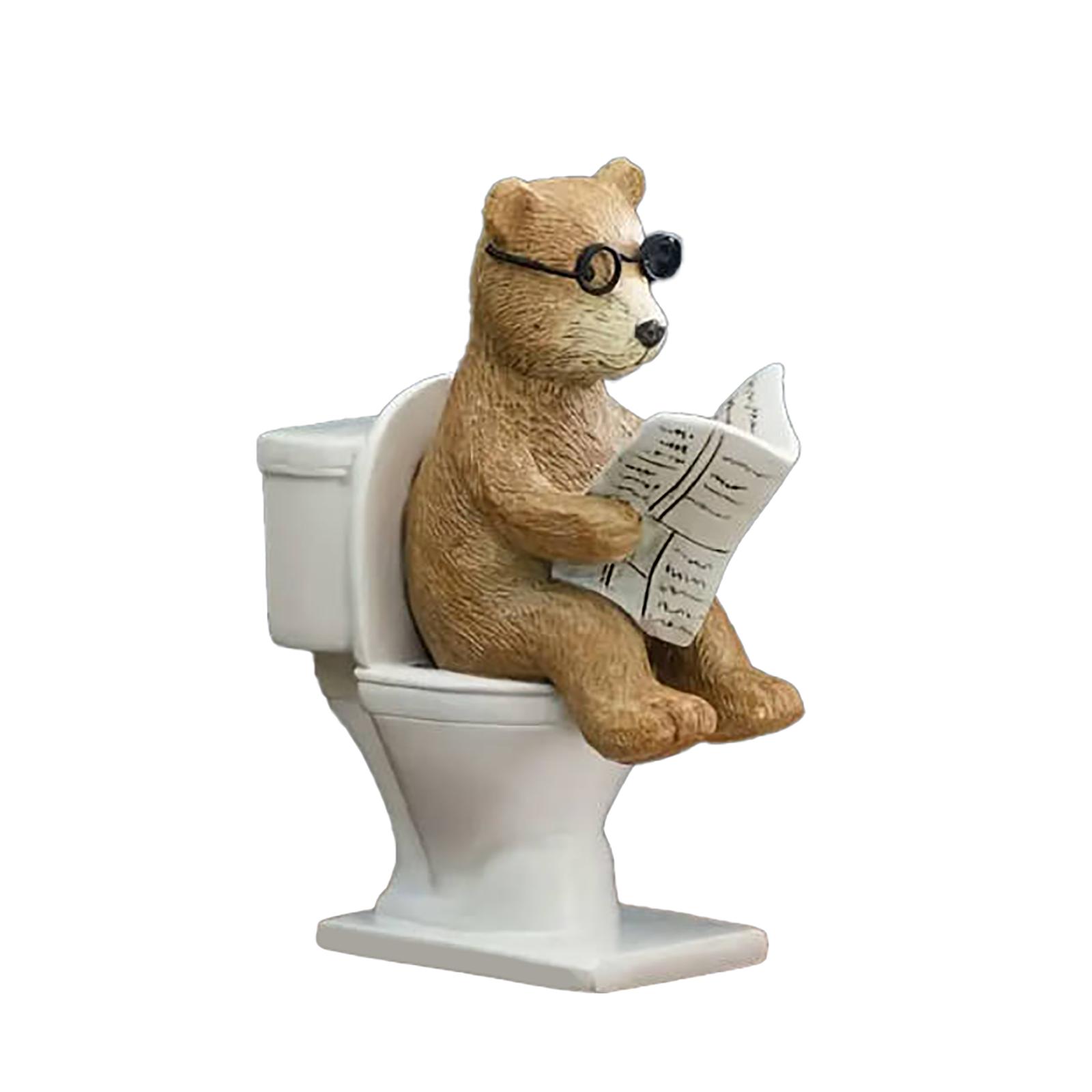 

Интересное украшение для ванной комнаты - Медведь в очках, читающий туалетное украшение, Идеальный подарок для фанатов и владельцев домашних животных. One Size