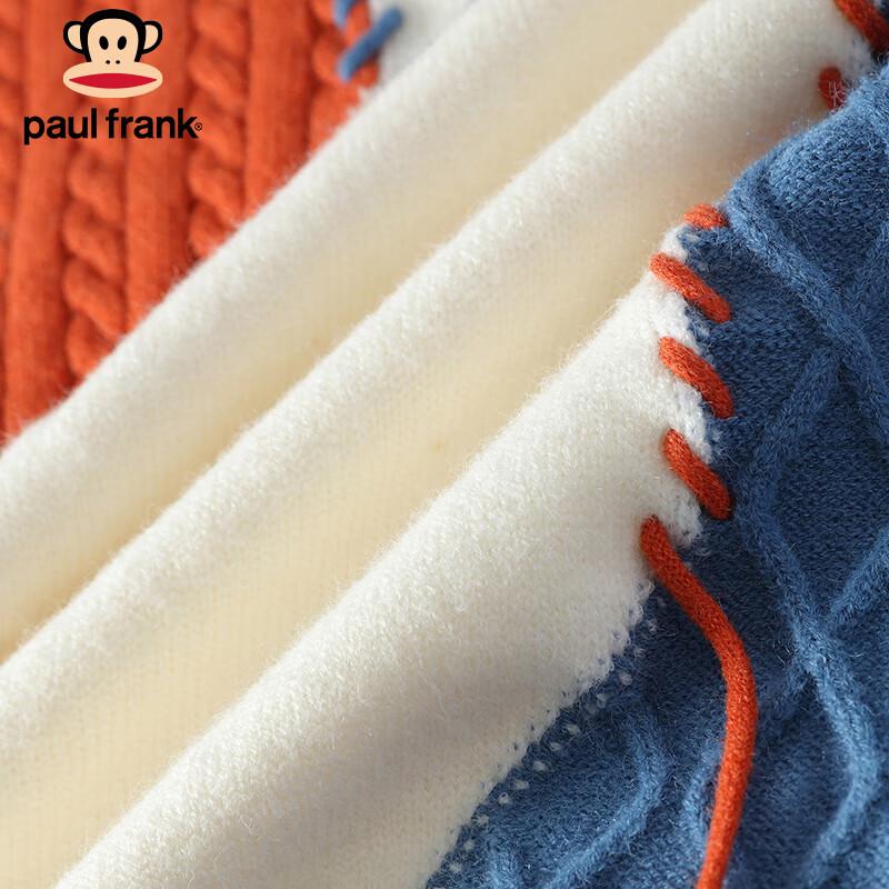 paul frank Men's Color Block Patchwork Crew Neck Sweater