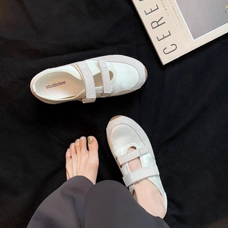 Grape Mom Studiolee Double Velcro Soft Sole Soft Surface Ballet Single Shoes Mary Jane Sports Casual Shoes Women