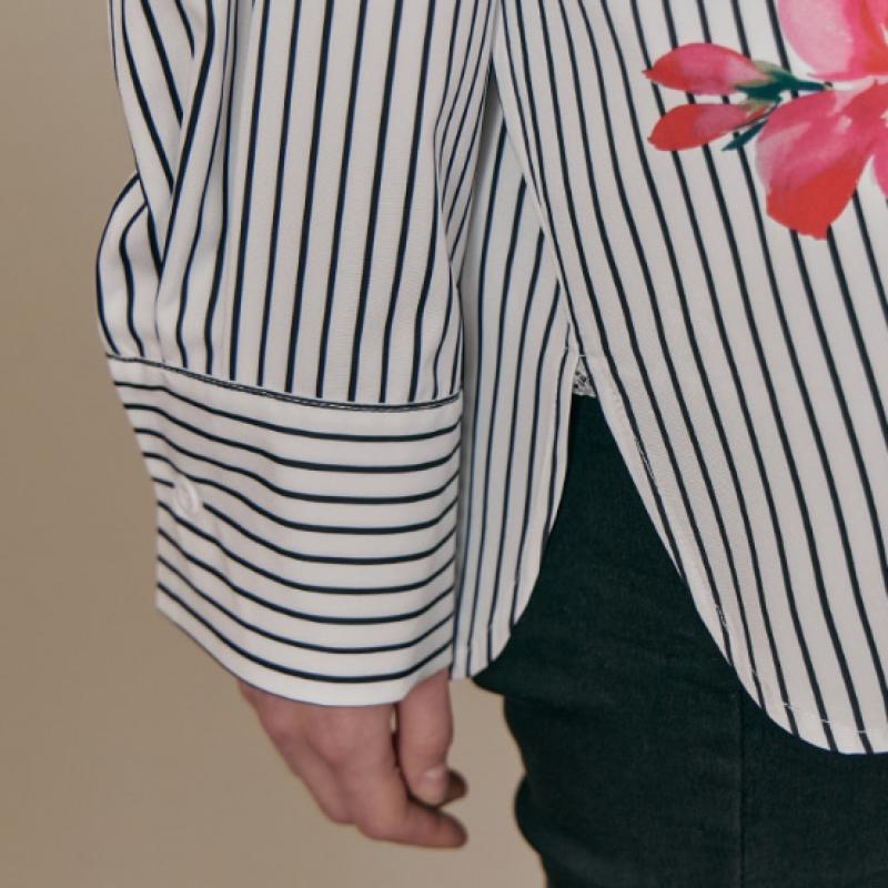 Maxza Flower Print Stripe Blouse Ze04qb400nh