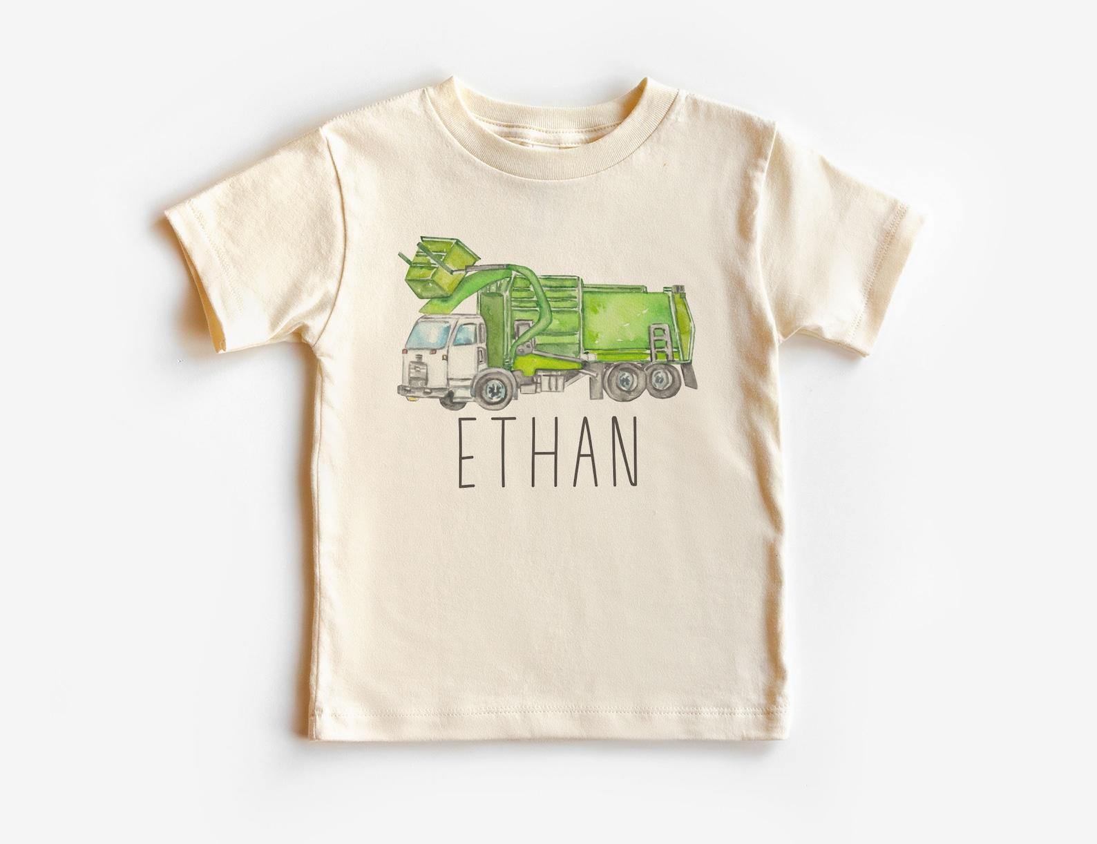 Personalized Garbage Truck Unisex Shirt, Custom Trash Truck Kids Name Shirt, Garbage Day, Boy Unisex Youth Kids Clothing 110