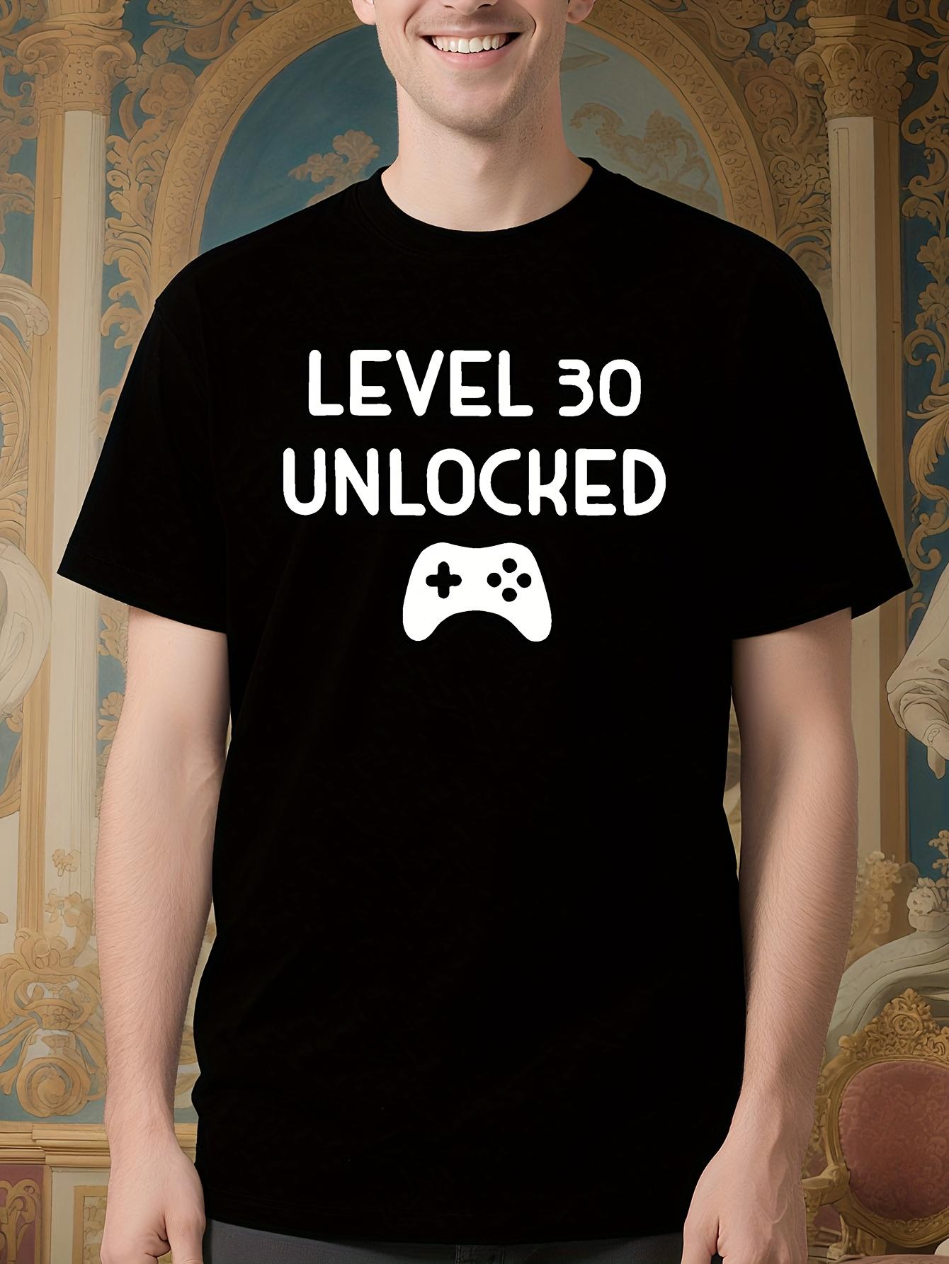 Level 30 Unlocked Gaming Tshirt - Black with White Contro... S