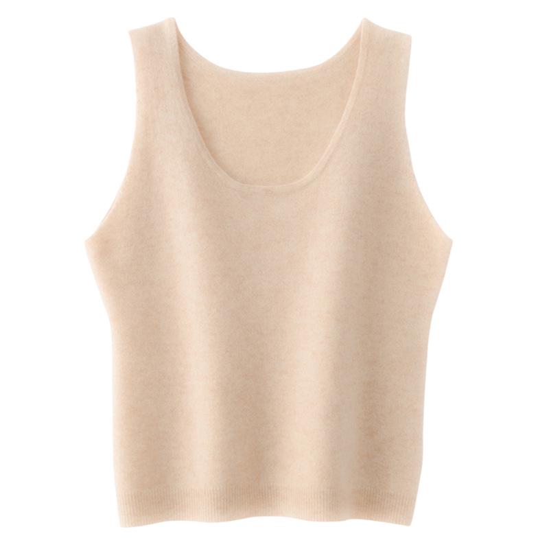 Lekasha Women's Cashmere U-Neck Sleeveless Base Layer Top