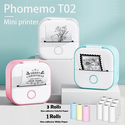 Phomemo T02 Mini imprimantă portabilă Dispozitiv de etichetare termică fără fir Mașină de etichetare de buzunar pentru bricolaj, autocolant pentru jurnal de imprimare foto
