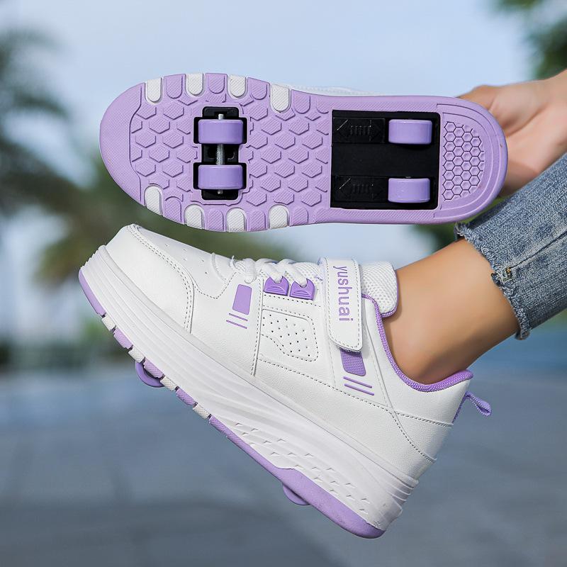 New Retractable Four-Wheel Roller Skates for Adults & Students - Double Wheel Flying Shoes for Men & Women