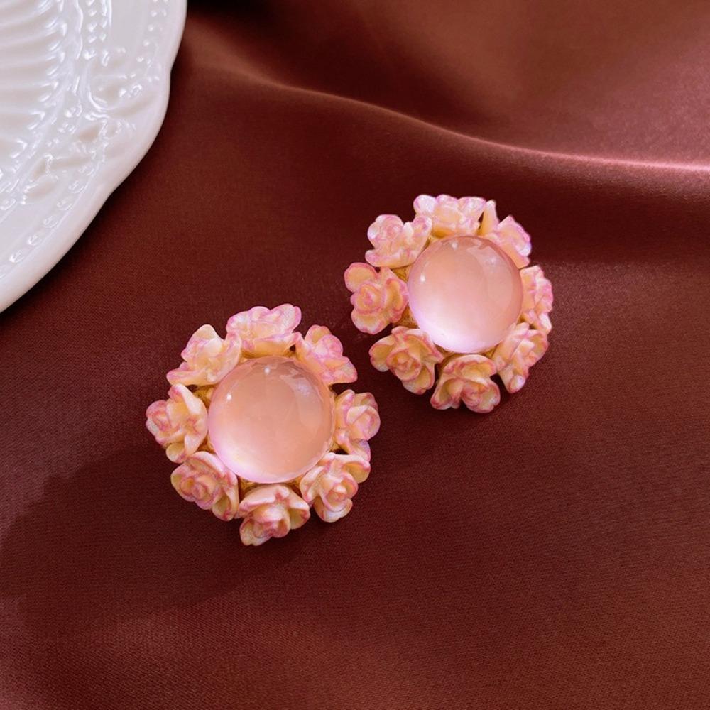 Rose Bohemian Earrings Women Ear Jewelry Sweet Flower Earrings Elegant Flower Stud Earrings  Gift