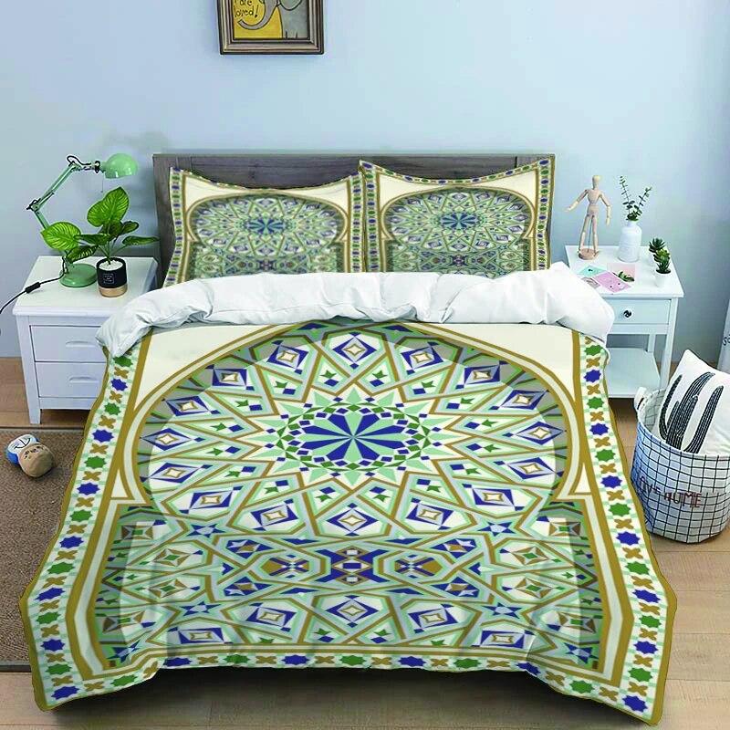 Muslim Prayer Kawaii  Bedding Sets New Greek Key Meander Duvet Cover Sets Bed Linens Queen King Size Modern Geometric Bedspread