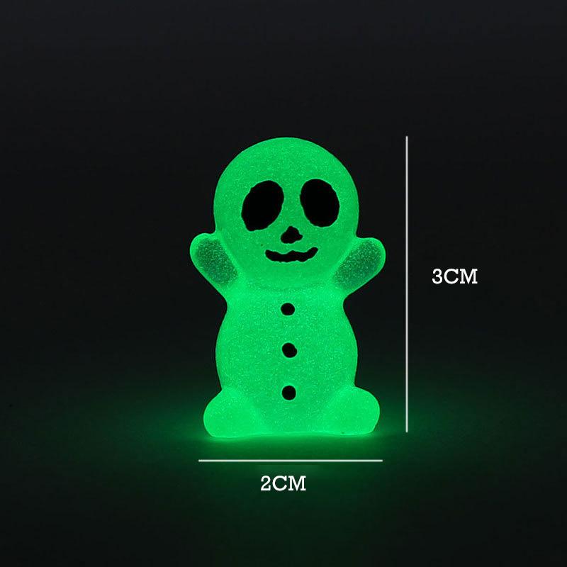 Mini Halloween Luminous Ornaments Set Pumpkins Ghosts Bat Desktop Resin Ornament for Home Car Miniature Halloween Decoration