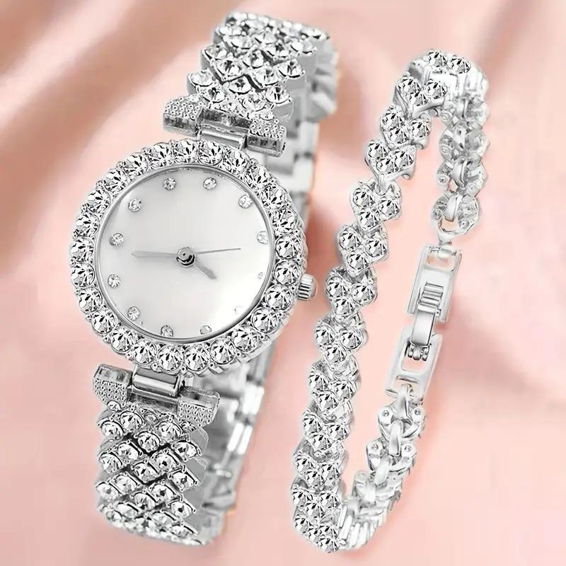 

2pcs Butterfly Original Diamond Watch for Women Fashion Elegant Stainless Steel Quartz Wristwatch Luxury Ladies Dress Watches срібний