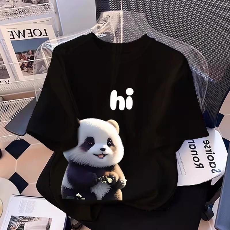2026 Summer Cartoon Panda Casual Women’s Loose Short-Sleeve T-Shirt