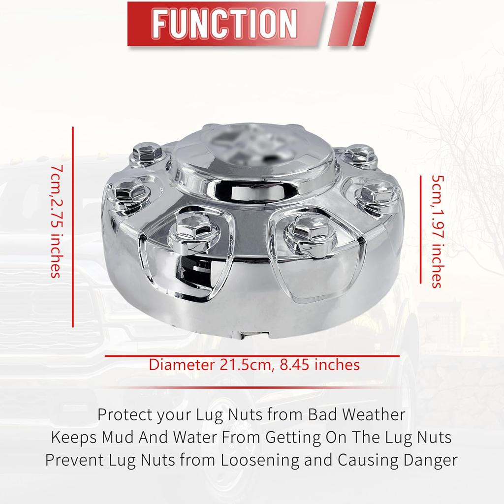 Fanchants 8.5 inches Hub Caps 1 pc Compatible with -2024 Dodge Ram 2500 3500 SRW Pickup, Wheel Center Caps, Center Caps for Rims, 6PG02TRMAB/C,