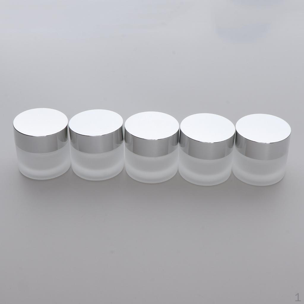 5 Pieces Glass Empty Makeup Cosmetic Jar Travel Eyeshadow Cosmetics Jars Lids