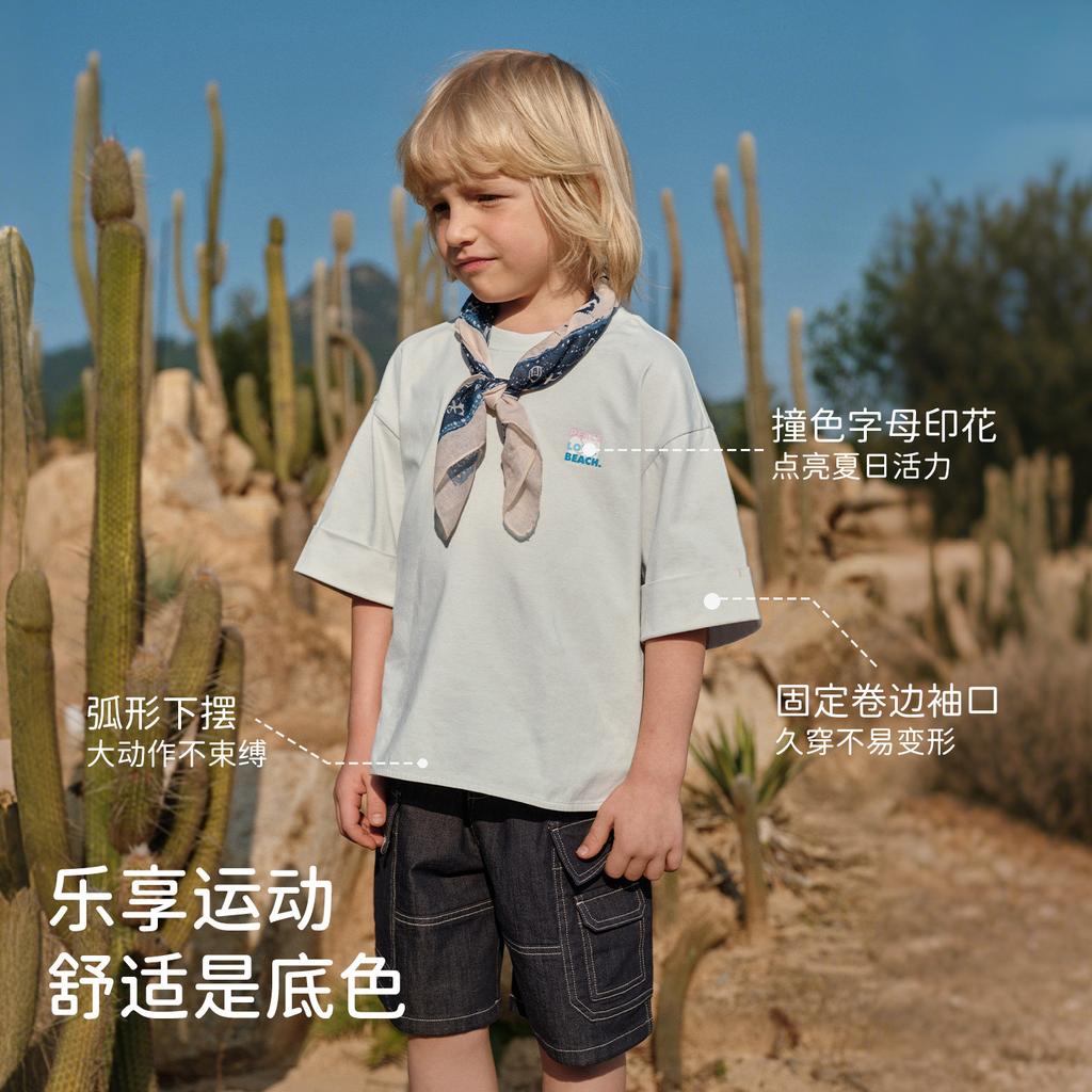 David Bella Junior Short sleeved T-shirt Summer Dress New Girl's Cool and Antibacterial Top Boys' Moisture absorbing Quick drying Clothes