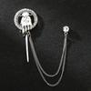 Men's Korean Style Eagle Guitar Brooch with Rhinestone Chain Badge