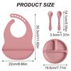 Color Kids 4PCS Baby Silicone Feeding Set Suction Plate BPA Free Waterproof Bib Portable Spoon Fork Toddler Training Tableware