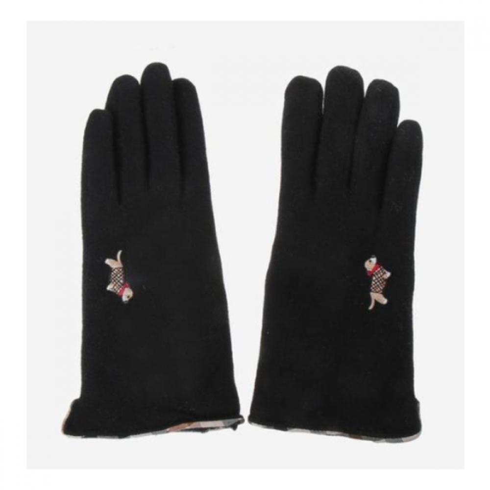 

Daks Black Wool Dachshund Embroidery Touchscreen Gloves Dcgv2f203 Single option