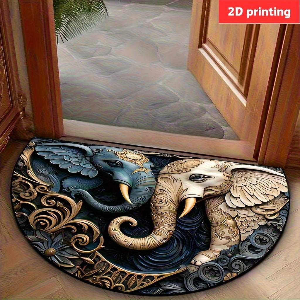 VIKAMA Sacred Elephant Carpet A Majestic Floor Mat Doormat Good Luck Welcome Mat Rug For Bedroom Carpet For Live Room Home Decor