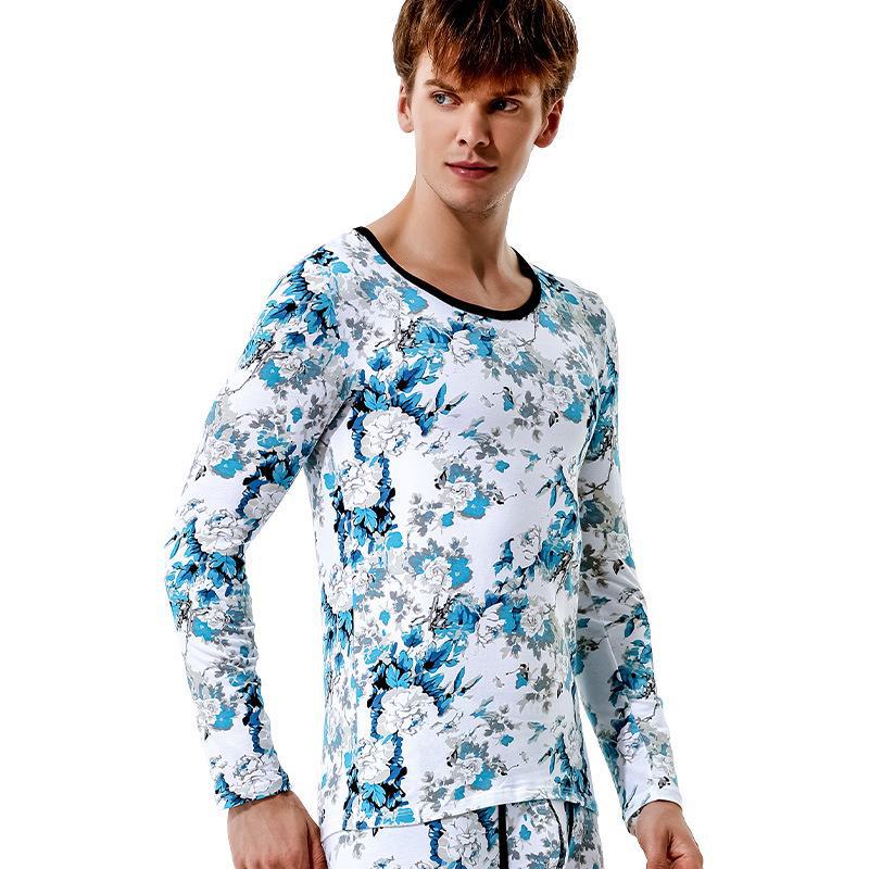 Men's Thermal Underwear Round-Neck Top - Thin, Tight-Fit, Low-Collar for Autumn and Winter