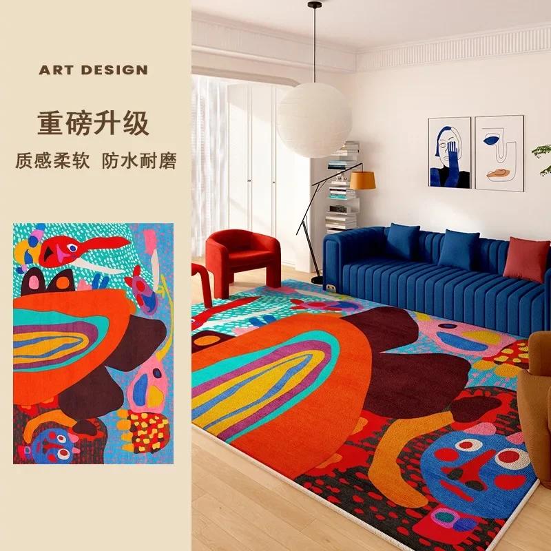 Living Room Carpet Art Irregular Color Abstract Home Bedroom Bedside Mat Easy To Care Cloakroom Coffee Table Rug Tapis 